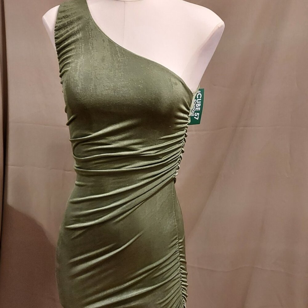Endless Blu Paj Mint One Shoulder Dress Women's S NWT